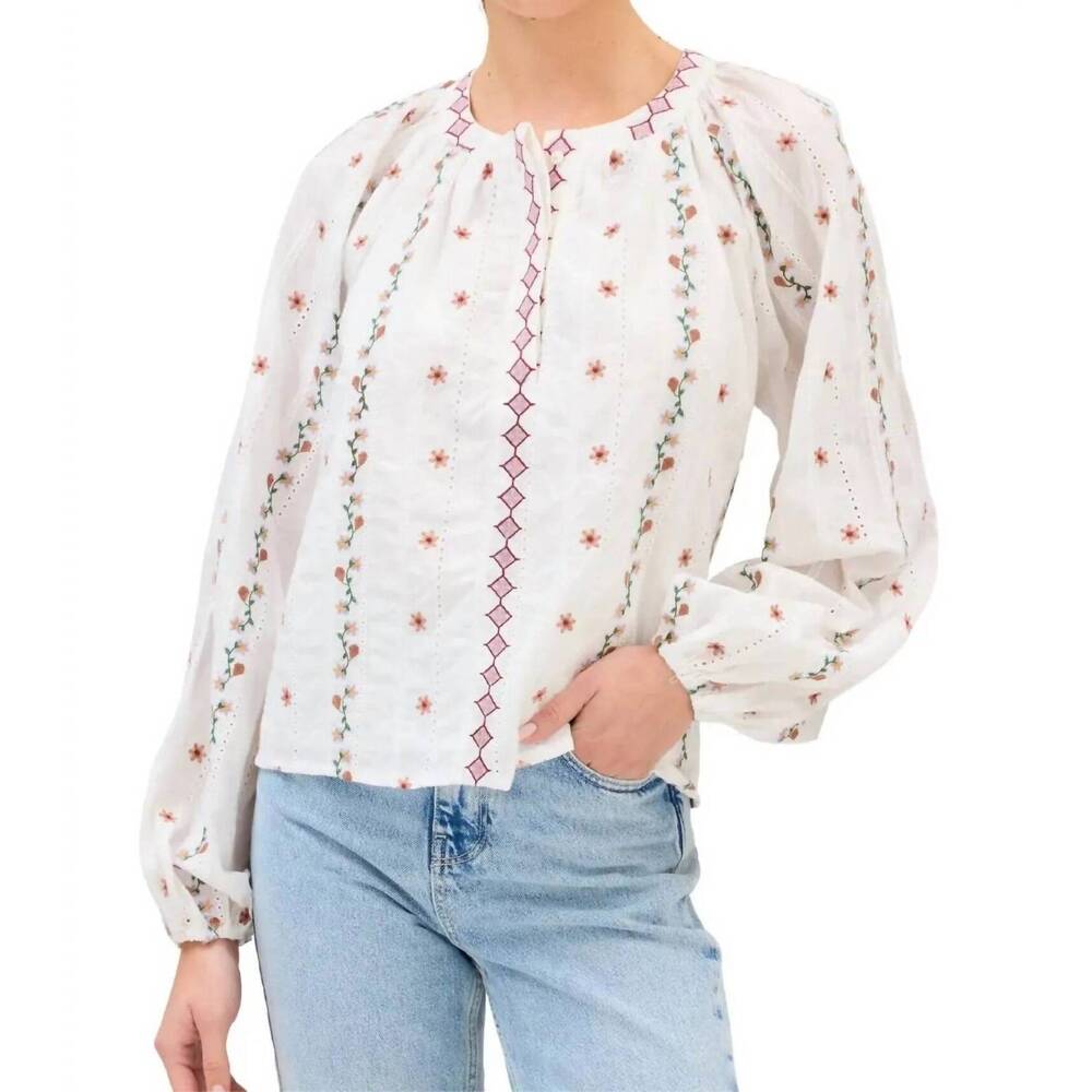 NEW ALLISON theodore floral blouse in white